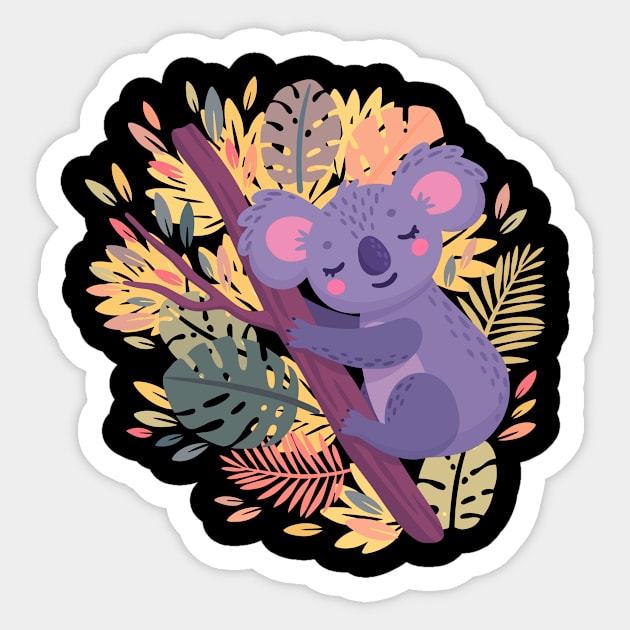 Cute Sleeping Koala Bear Cool Gift For Animal Lovers Sticker by folidelarts